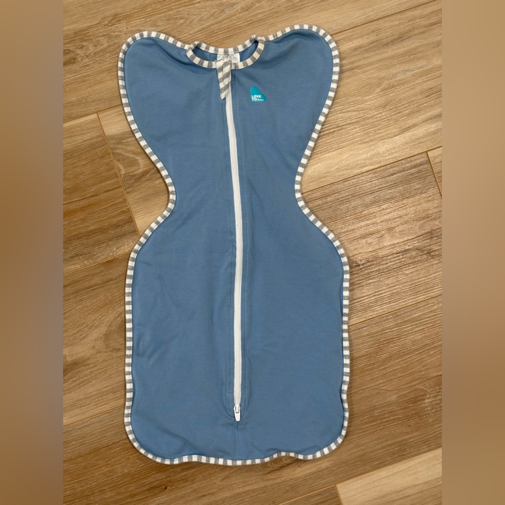 Love to Dream Blue Swaddle with Striped Trim